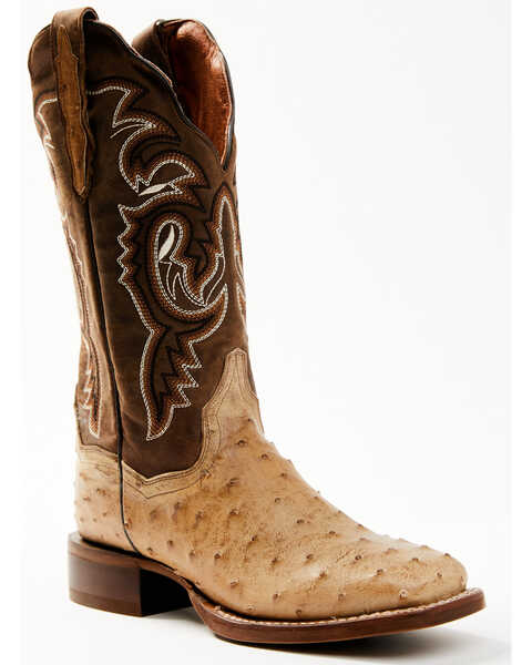 Dan Post Women's Exotic Full Quill Ostrich Western Boots - Broad Square Toe, Sand, hi-res