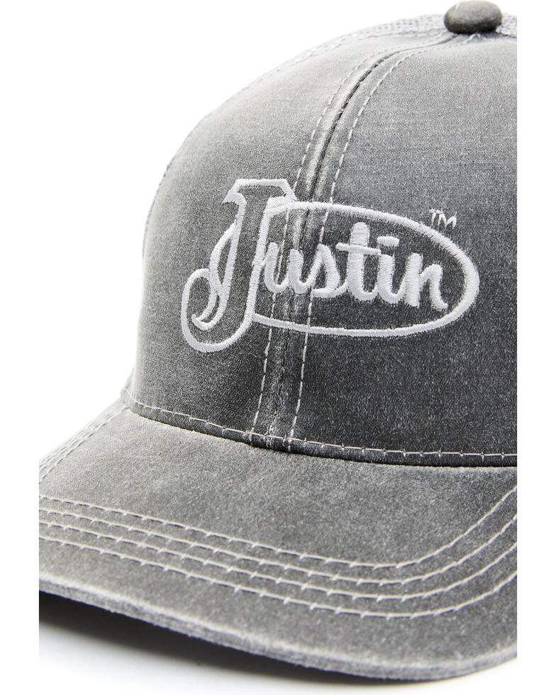 Justin Men's Black Logo MeshBack Ball Cap Boot Barn