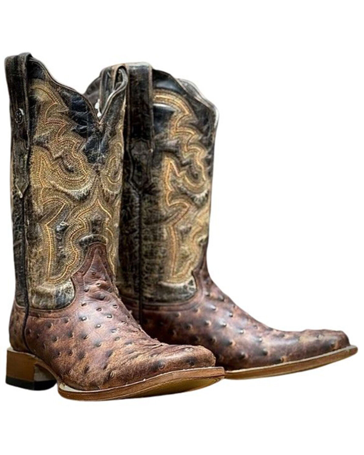 Image #1 - Tanner Marl Men's Exotic Ostrich Print Western Boots - Broad Square Toe, Brown, hi-res