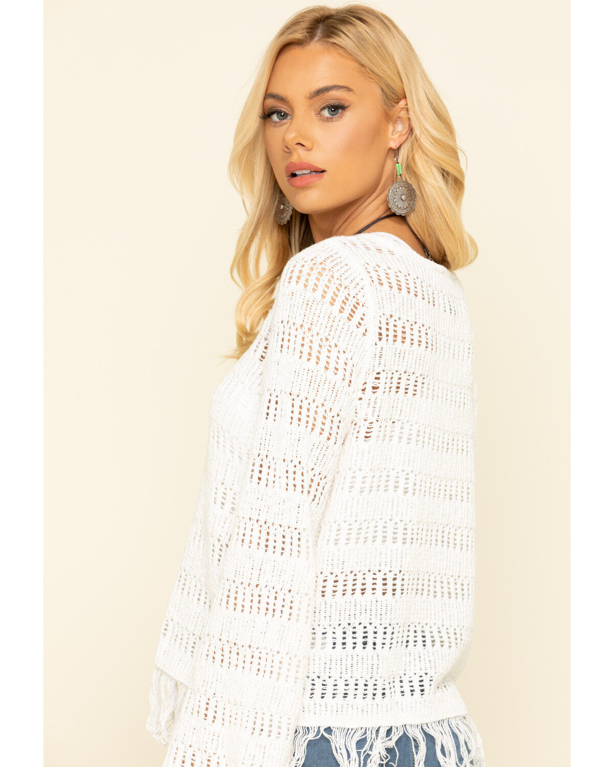 Image #5 - Wrangler Women's Ivory Crochet Pullover Top, , hi-res