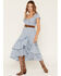 Image #1 - Rosabelle Honey Women's Belted Tiered High-Low Midi Dress, Blue, hi-res