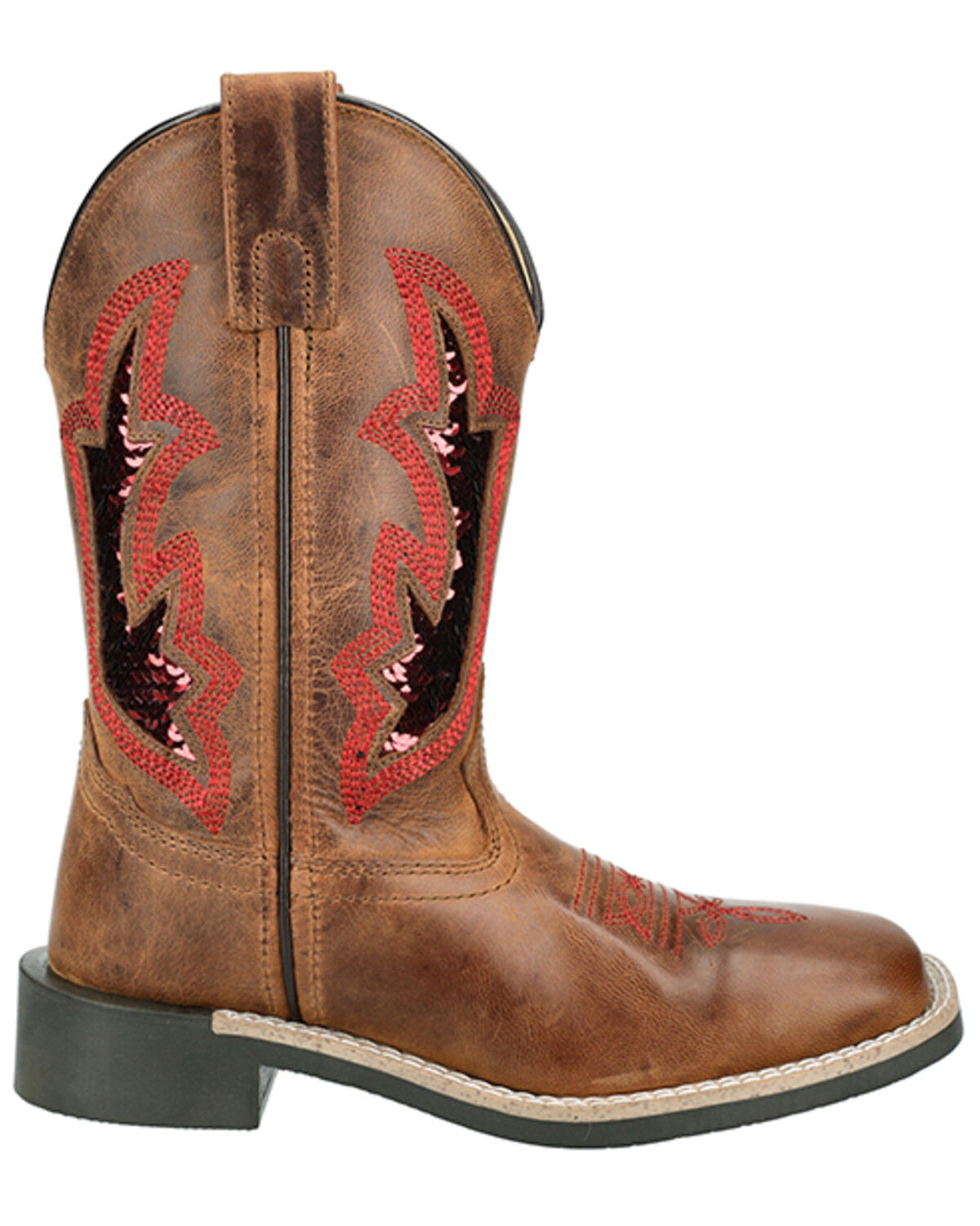 Image #2 - Smoky Mountain Little Girls' Nevada Western Boots - Broad Square Toe, Brown, hi-res
