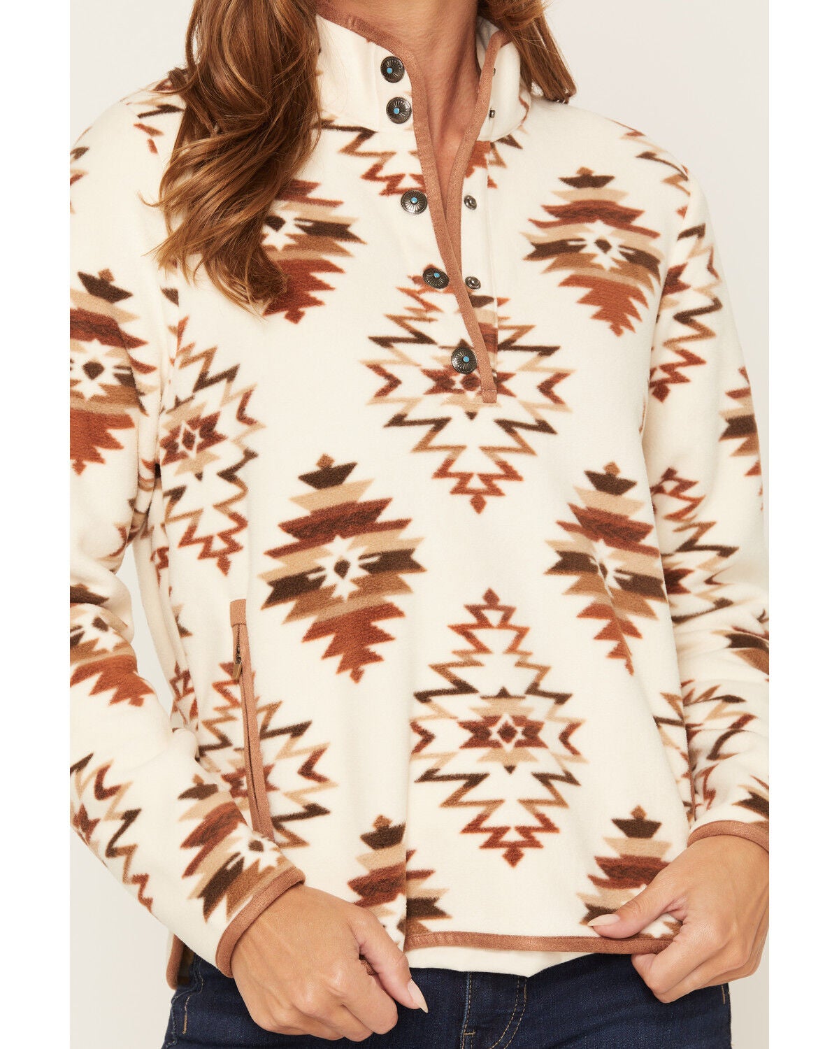 Image #3 - Shyanne Women's Southwestern Print Oversized Polar Fleece Pullover, Natural, hi-res