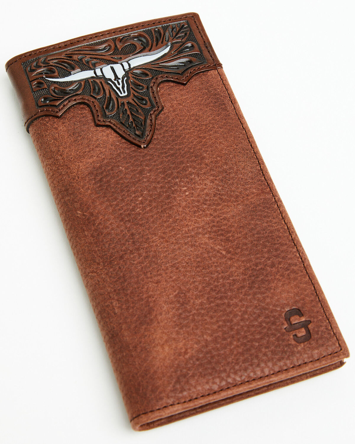 Image #1 - Stetson Men's Steerhead Checkbook Rodeo Wallet, Brown, hi-res
