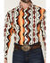 Image #3 - Wrangler Men's Checotah Southwestern Print Long Sleeve Snap Western Shirt - Big, Orange, hi-res