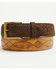 Image #1 - Hondo Boots Men's Bullhide Contrast Leather Belt, Brown, hi-res