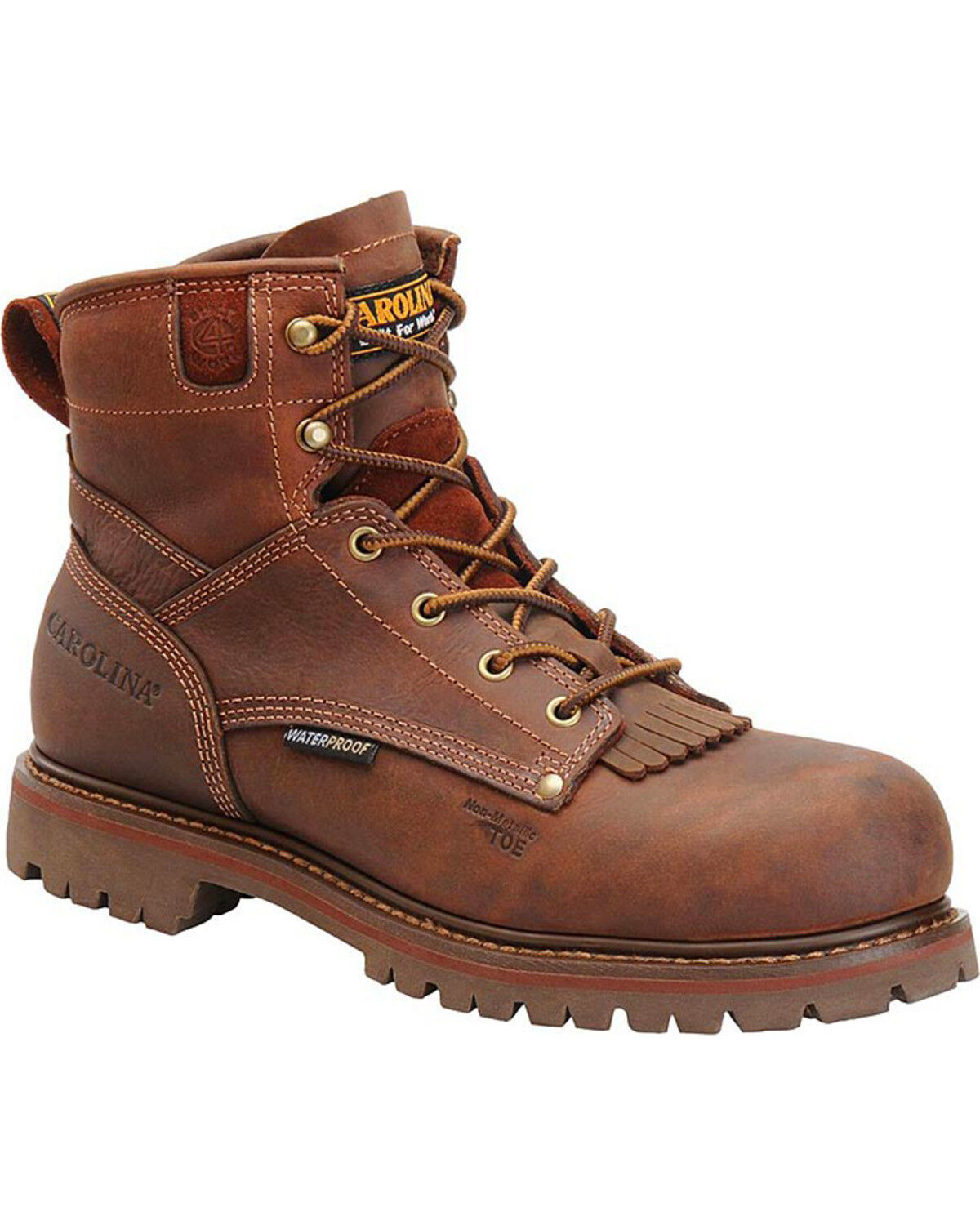 Image #1 - Carolina Men's 6" Waterproof Work Boots, Brown, hi-res