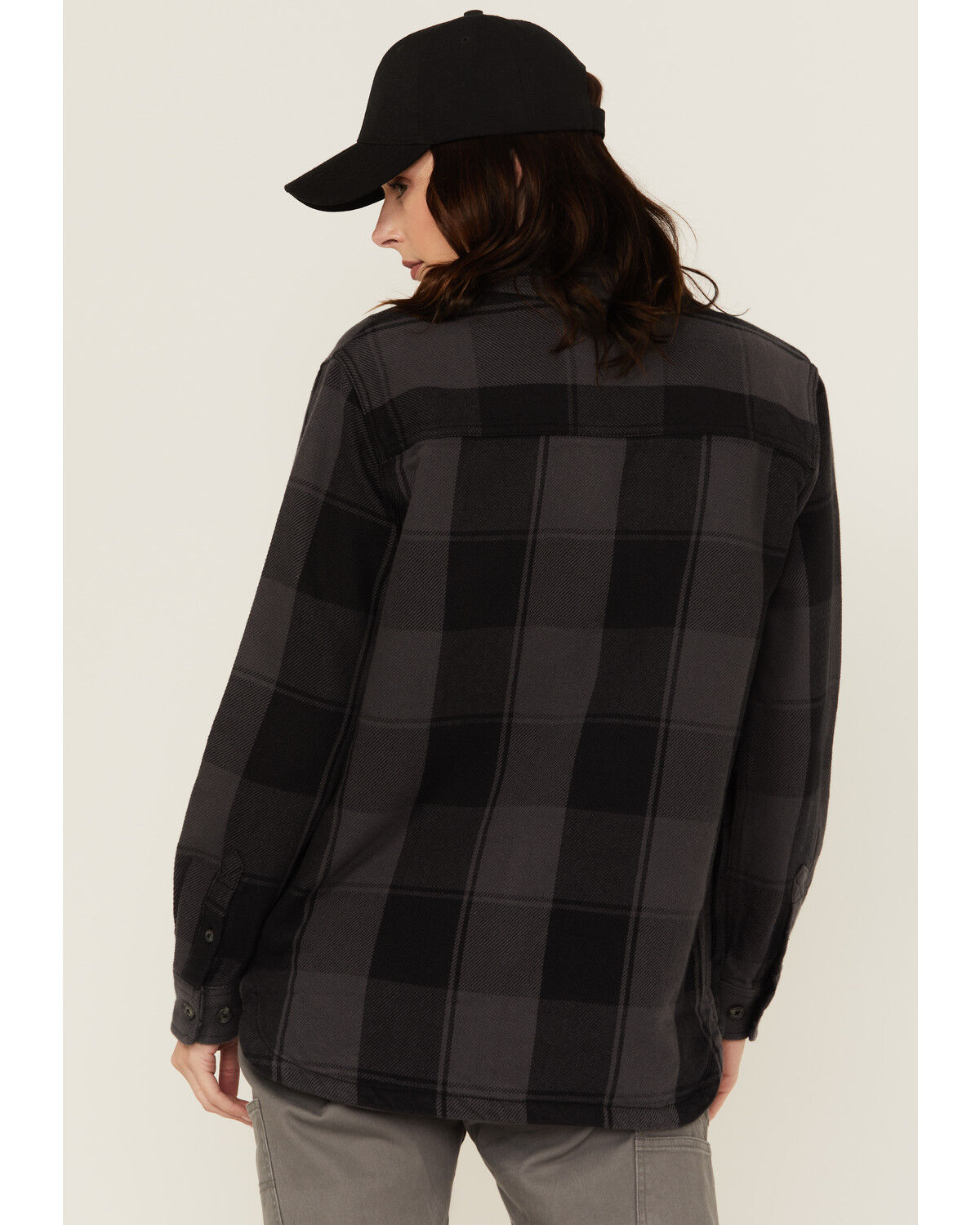 Image #4 - Carhartt Women's Rugged Flex® Loose Fit Heavyweight Duck Long Sleeve Button-Down Shacket, Black, hi-res
