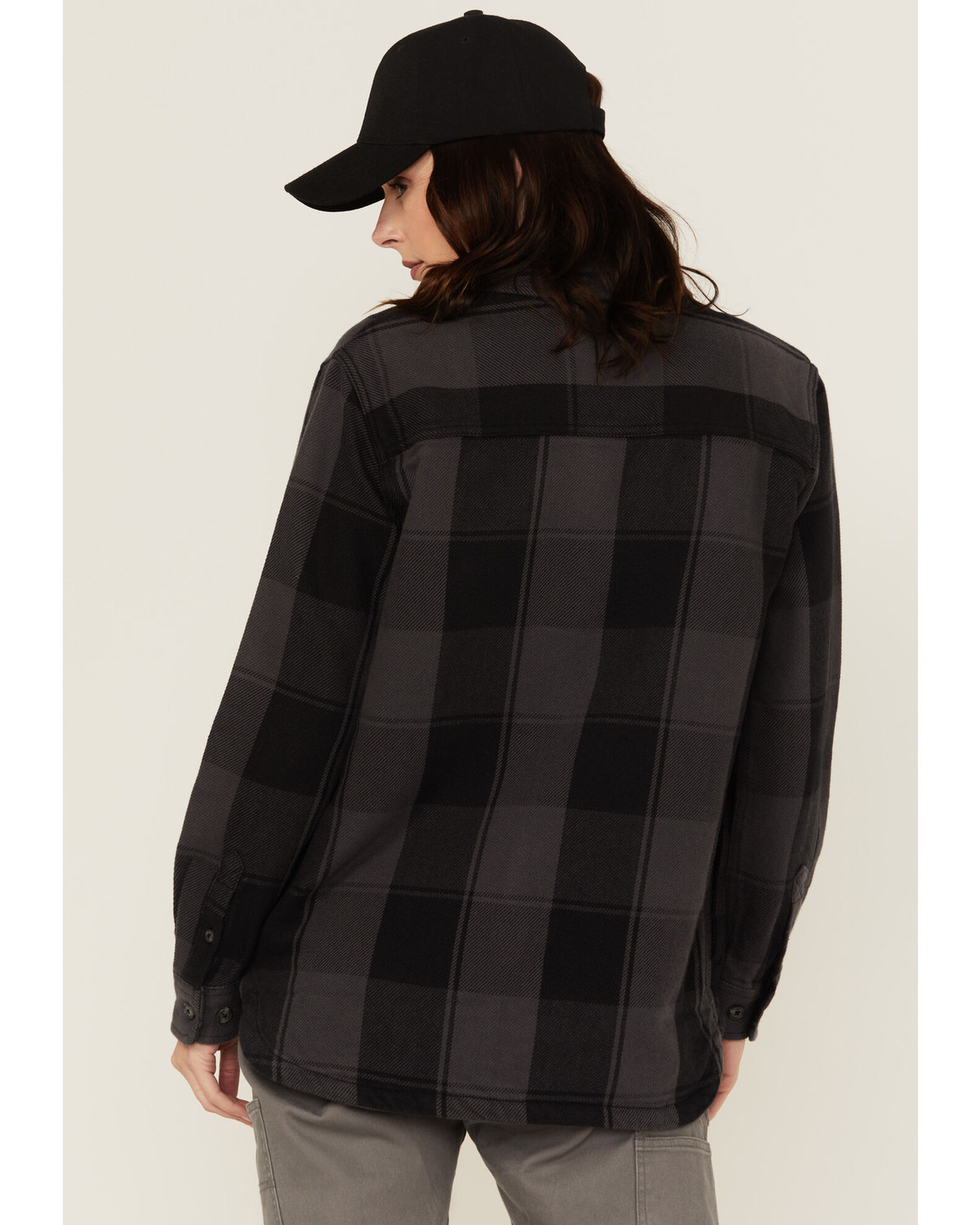 Image #4 - Carhartt Women's Rugged Flex® Loose Fit Heavyweight Duck Long Sleeve Button-Down Shacket, Black, hi-res