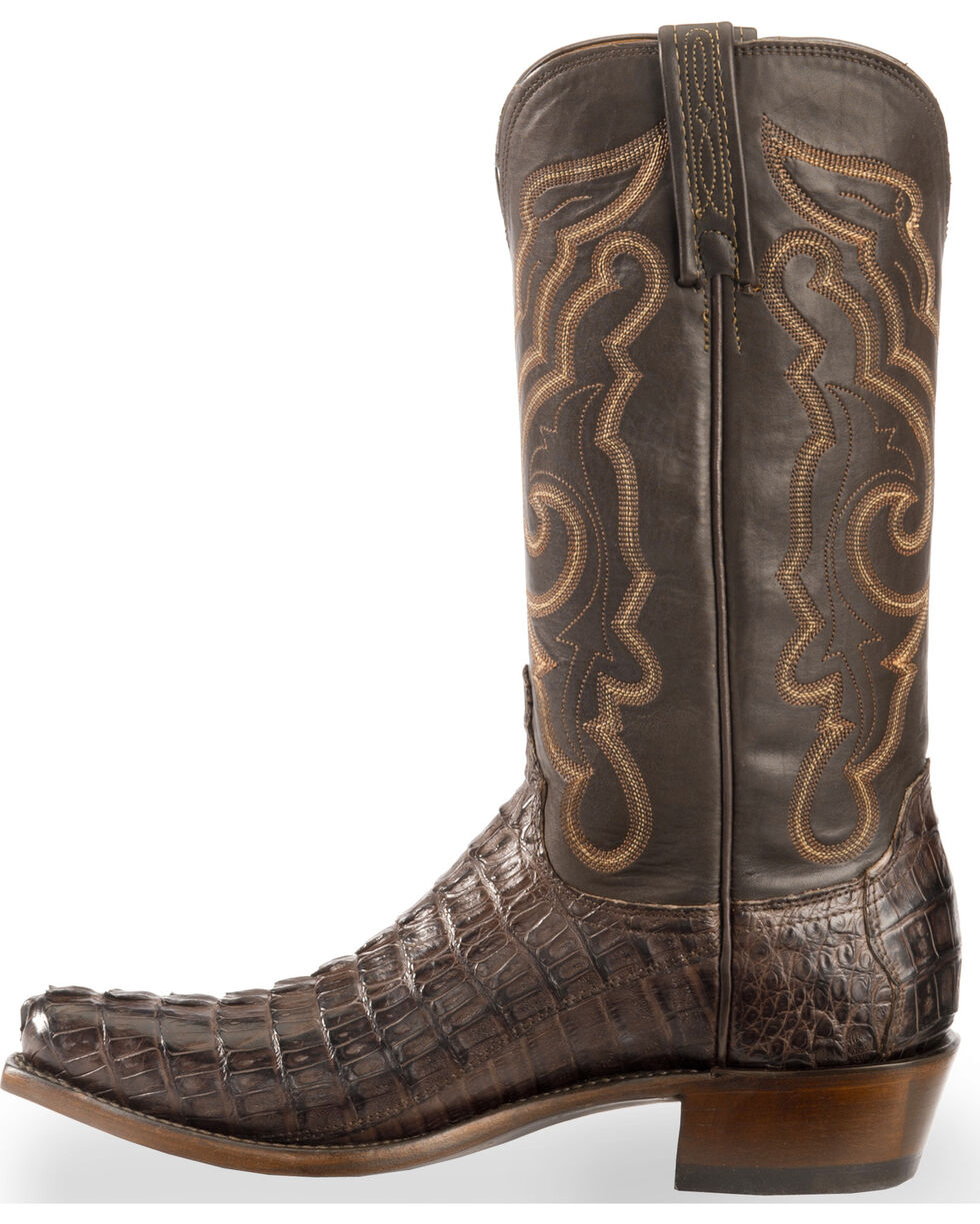 Lucchese Mens Handmade Franklin Hornback Caiman Tail Western Boot Snip Toe