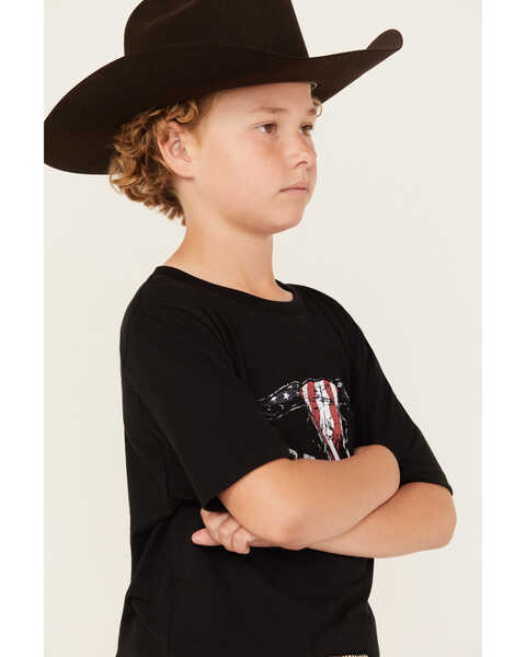 Image #2 - Cody James Boys' Bull Skull Short Sleeve Graphic T-Shirt , Black, hi-res