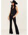 Image #1 - Ariat Women's Jasmine Pinstripe Dark Wash Flare Stretch Denim Jeans, Dark Wash, hi-res
