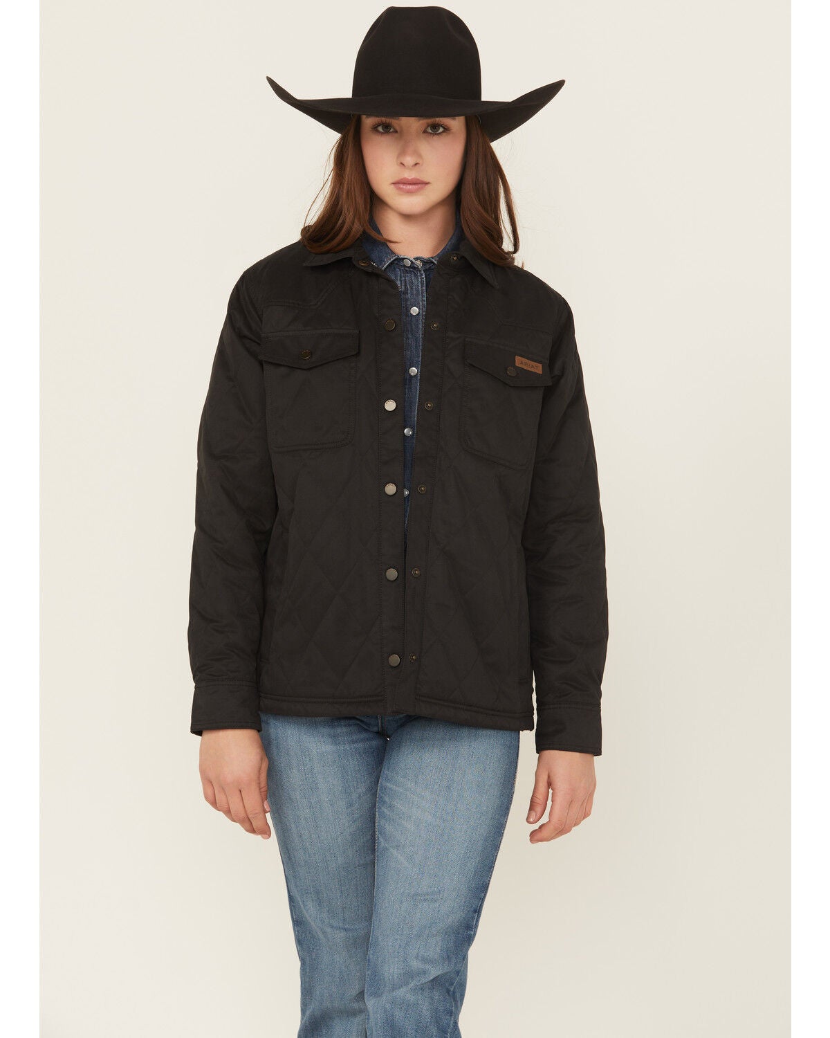 Ariat Women's Quilted Barn Jacket, Black, hi-res