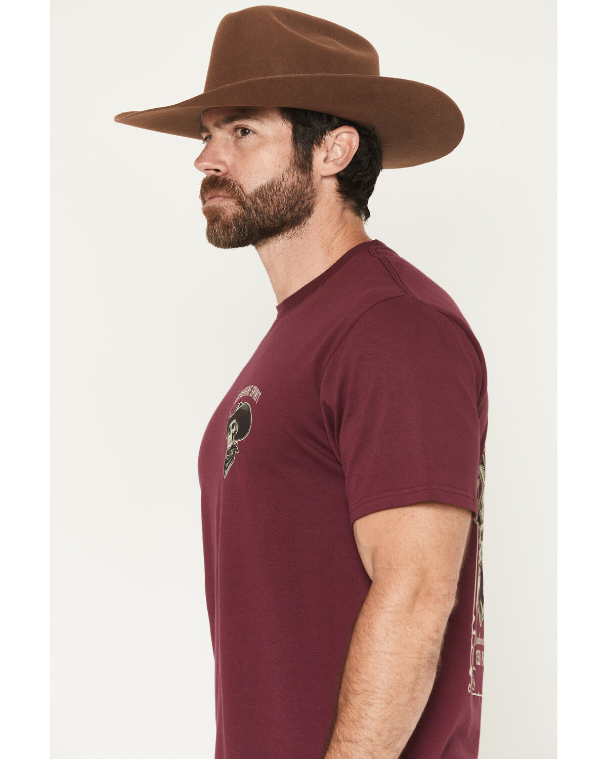 Image #3 - Moonshine Spirit Men's Backwoods Skeleton Short Sleeve Graphic T-Shirt, Burgundy, hi-res