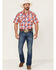 Wrangler Retro Men's Plaid Short Sleeve Snap Western Shirt , Red, hi-res