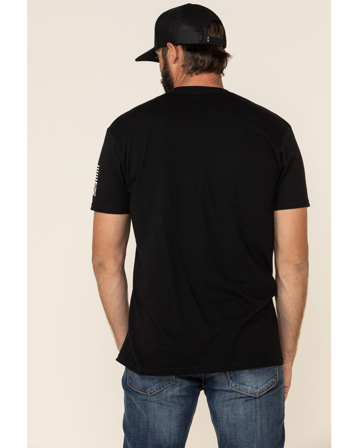 Image #4 - Brothers & Arms Men's Red Line Flag Graphic Short Sleeve T-Shirt, Black, hi-res