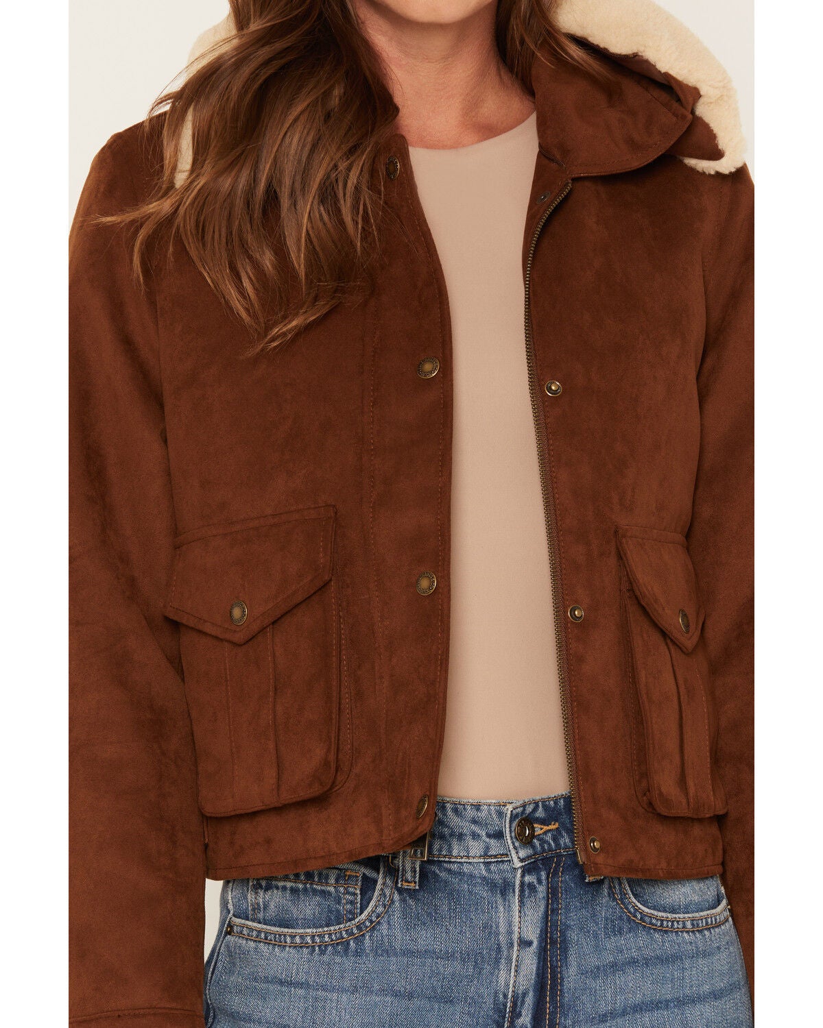 Image #3 - Levi's Women's Maple Sherpa Collar Barn Jacket, Medium Brown, hi-res