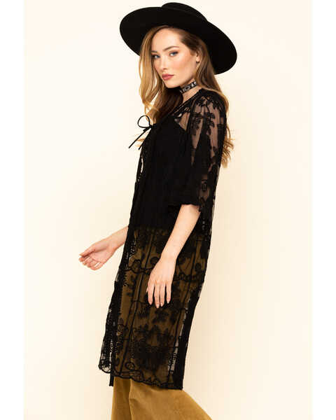 Image #3 - Shyanne Women's Lace Duster Kimono, Black, hi-res