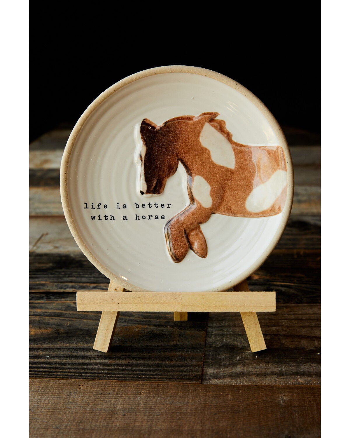 Mud Pie Horse Plate Stand, Cream/brown, hi-res
