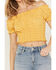 Cleo + Wolf Women's Knit Eyelet Smocked Crop Top, Light Yellow, hi-res