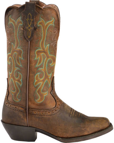Image #2 - Justin Women's 12" Square Toe Stampede Western Boots, Sorrel, hi-res