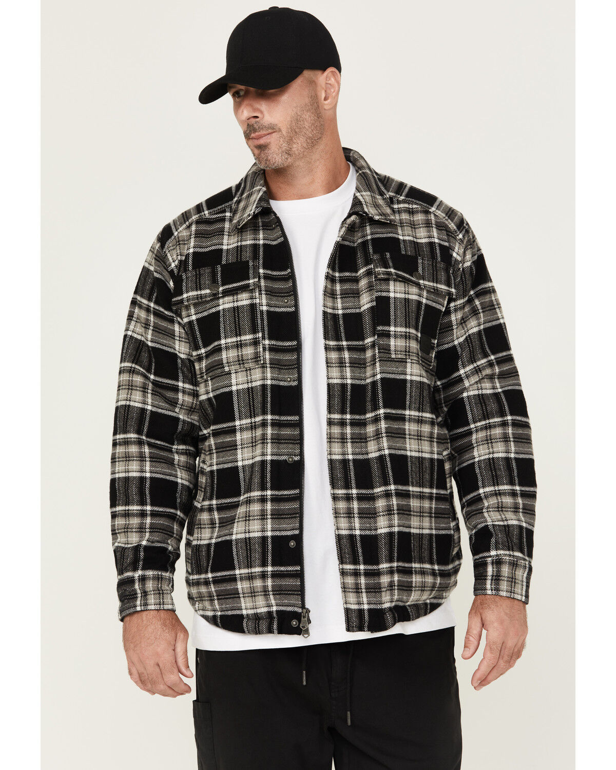Image #1 - Thorogood Men's Merrill Heavyweight Plaid Print Berber Lined Shirt Jacket, Black, hi-res