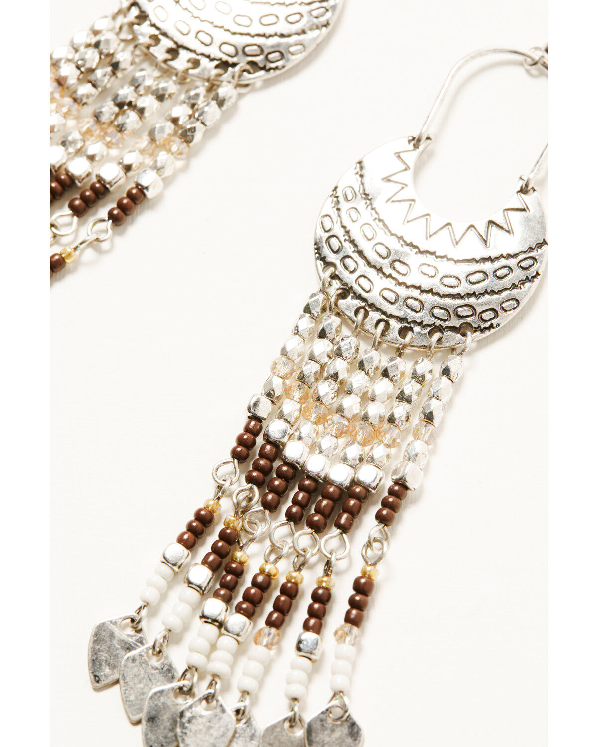 Image #2 - Shyanne Women's Desert Rose Antique Seed Bead Chandelier Earrings, Silver, hi-res