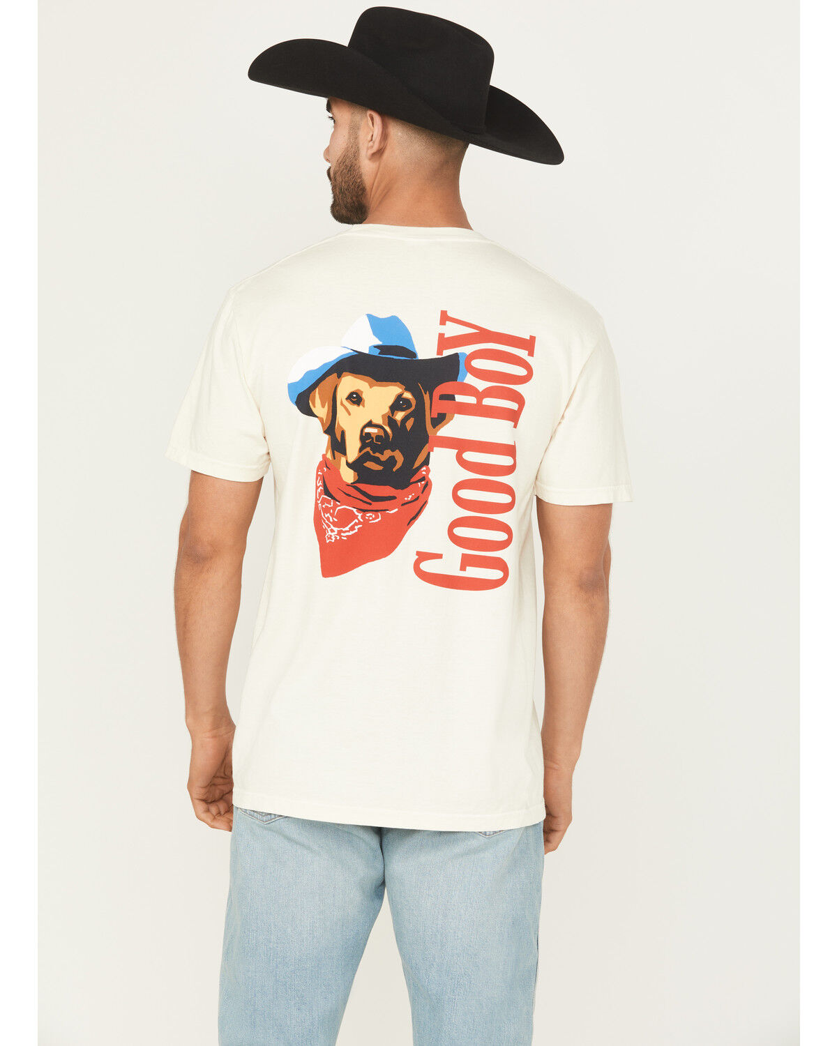 Image #1 - Buckwear Men's Good Boy Cowboy Short Sleeve Graphic T-Shirt - Big, Ivory, hi-res