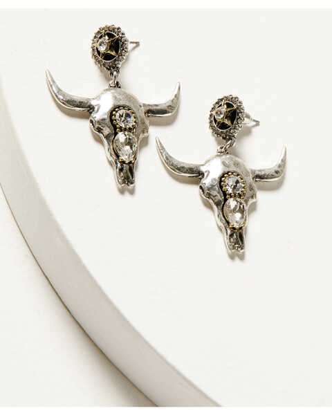 Idyllwind Women's Bexley Steer Head Earrings, Silver, hi-res