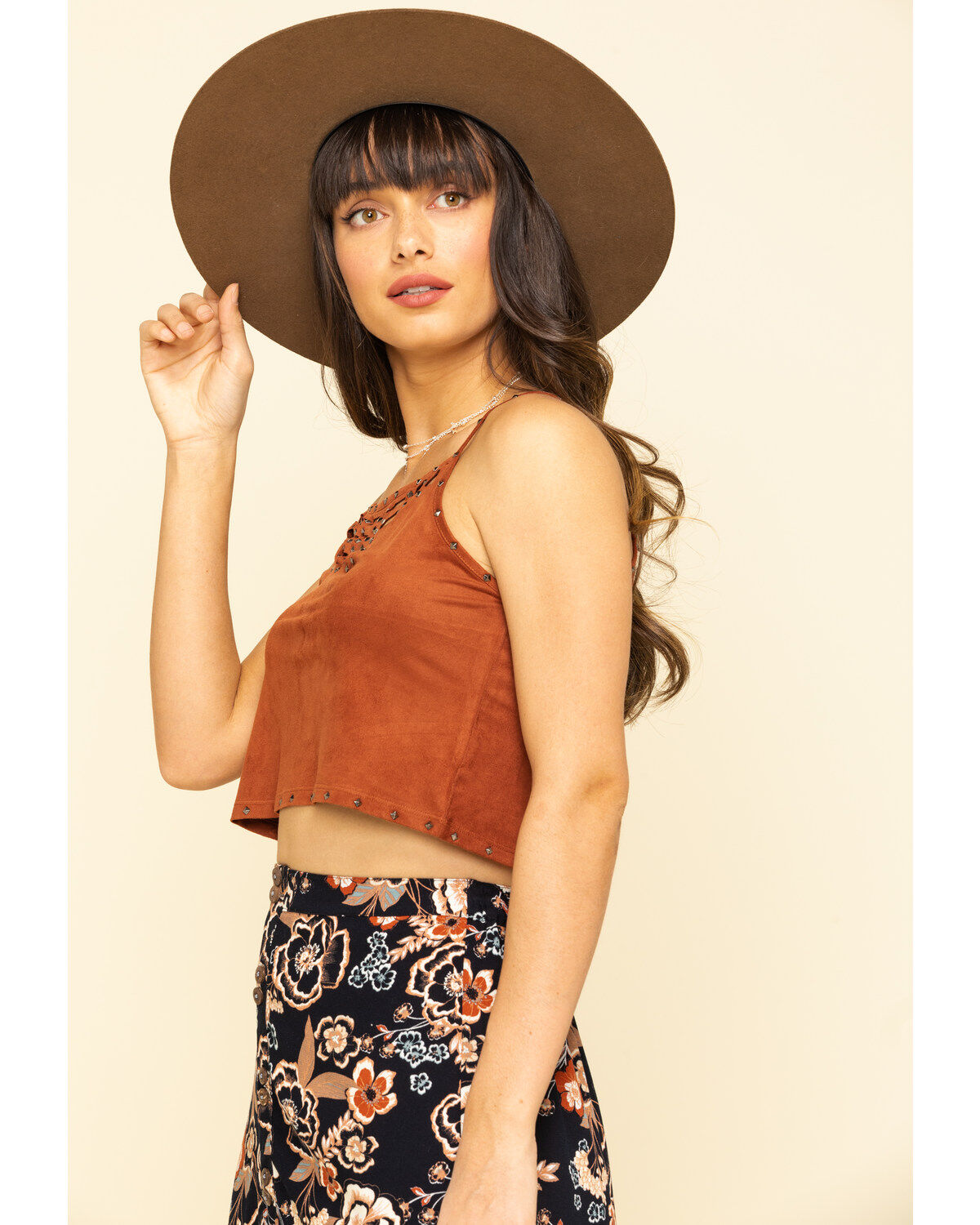 Image #3 - Shyanne Women's Faux Suede Studded Crop Cami, , hi-res