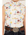 Rock & Roll Denim Girls' Cowboy Horse Print Sleeveless Western Snap Shirt, Turquoise, hi-res