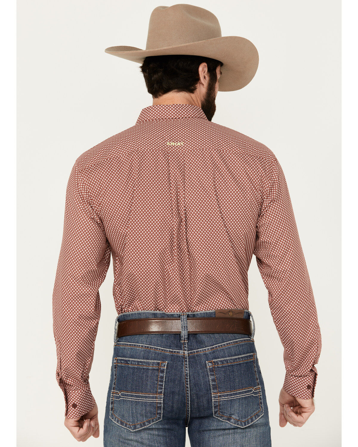 Image #4 - Ariat Men's Teegan Geo Print Long Sleeve Button-Down Western Shirt, Red, hi-res