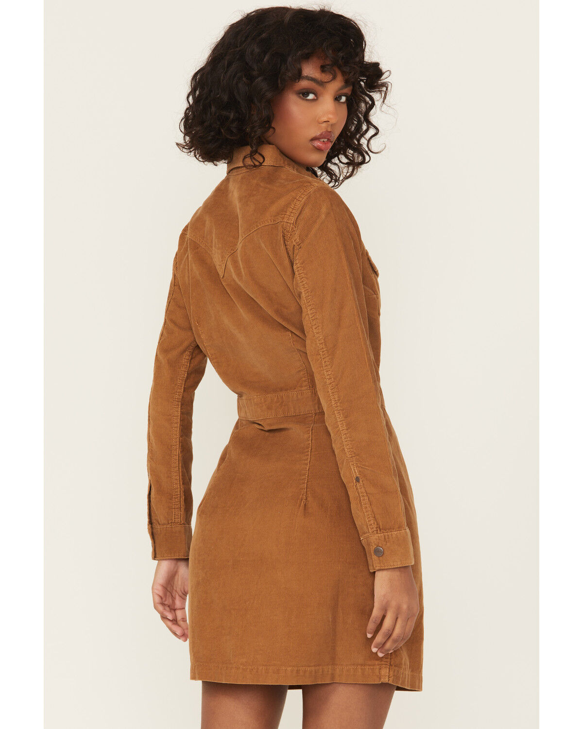 Image #4 - Wrangler Retro Women's Corduroy Long Sleeve Snap Mini Dress, Brown, hi-res