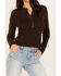 Image #3 - Cleo + Wolf Women's Ribbed Henley Sweater, Chocolate, hi-res
