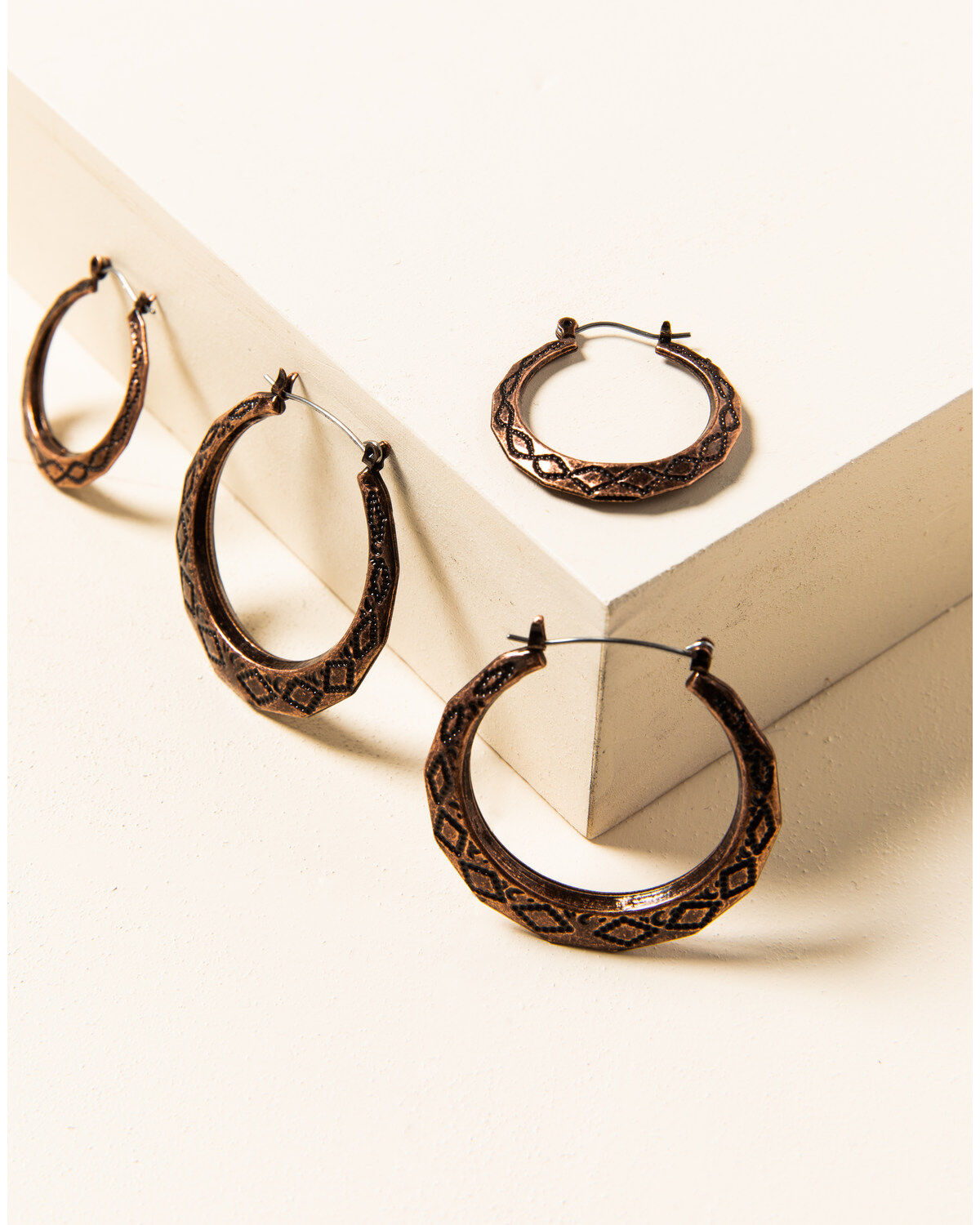 Image #1 - Shyanne Women's Willow Moon Southwestern Copper Hoop Set, Rust Copper, hi-res