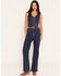 Image #1 - Rodeo Quincy X Boot Barn Women's Rhinestone Cowboy Dark Wash High Rise Wide Leg Stretch Denim Jeans, Dark Wash, hi-res