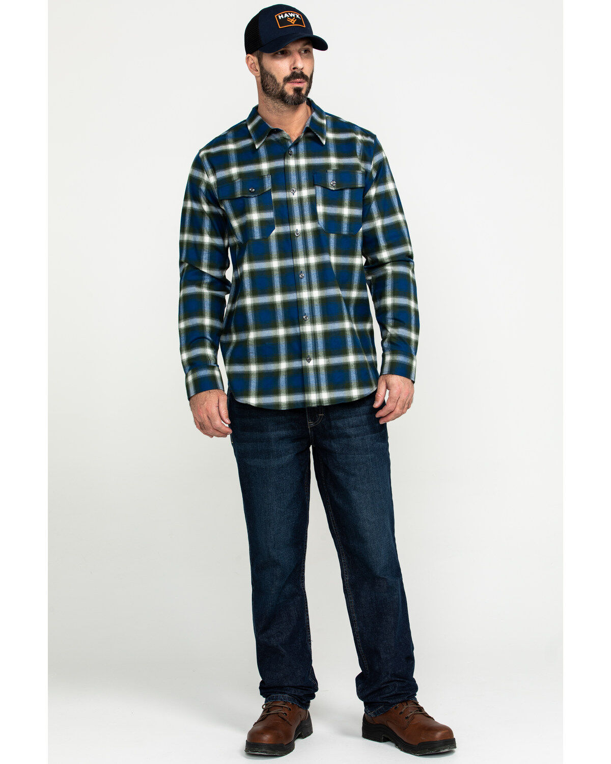 Image #6 -  Hawx Men's Lineman Plaid Stretch Flannel Long Sleeve Work Shirt, , hi-res
