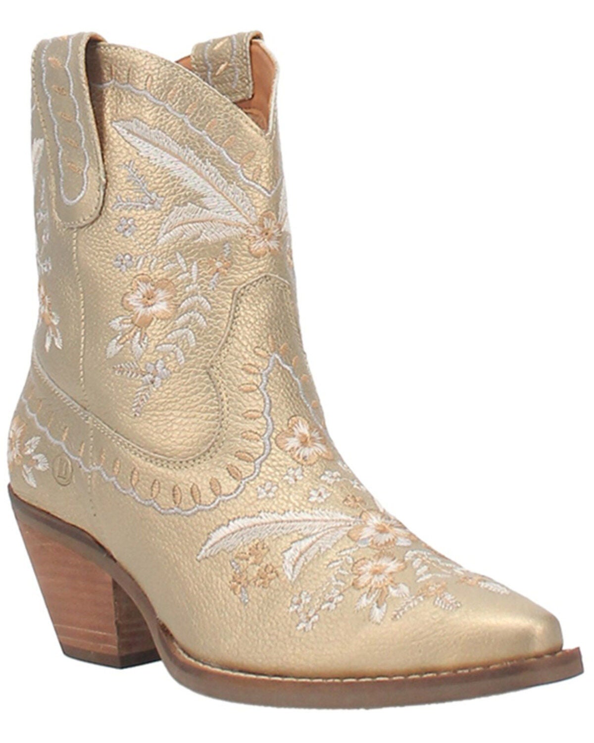 Dingo Women's Primrose Embroidered Floral Western Booties - Snip Toe, Gold, hi-res