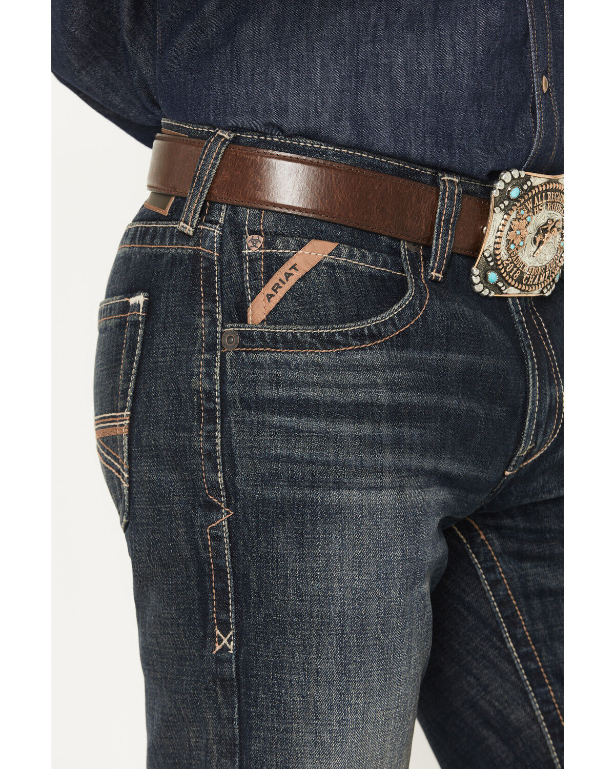 Image #2 - Ariat Men's M5 Bart Keith Dark Wash Mid Rise Straight Rigid Denim Jeans - Big, Dark Wash, hi-res