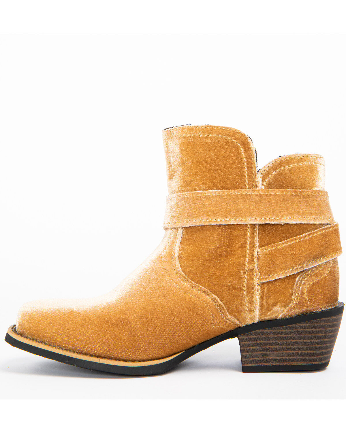 Image #3 - Justin Gypsy Women's Elana Tan Velvet Booties - Wide Square Toe, , hi-res