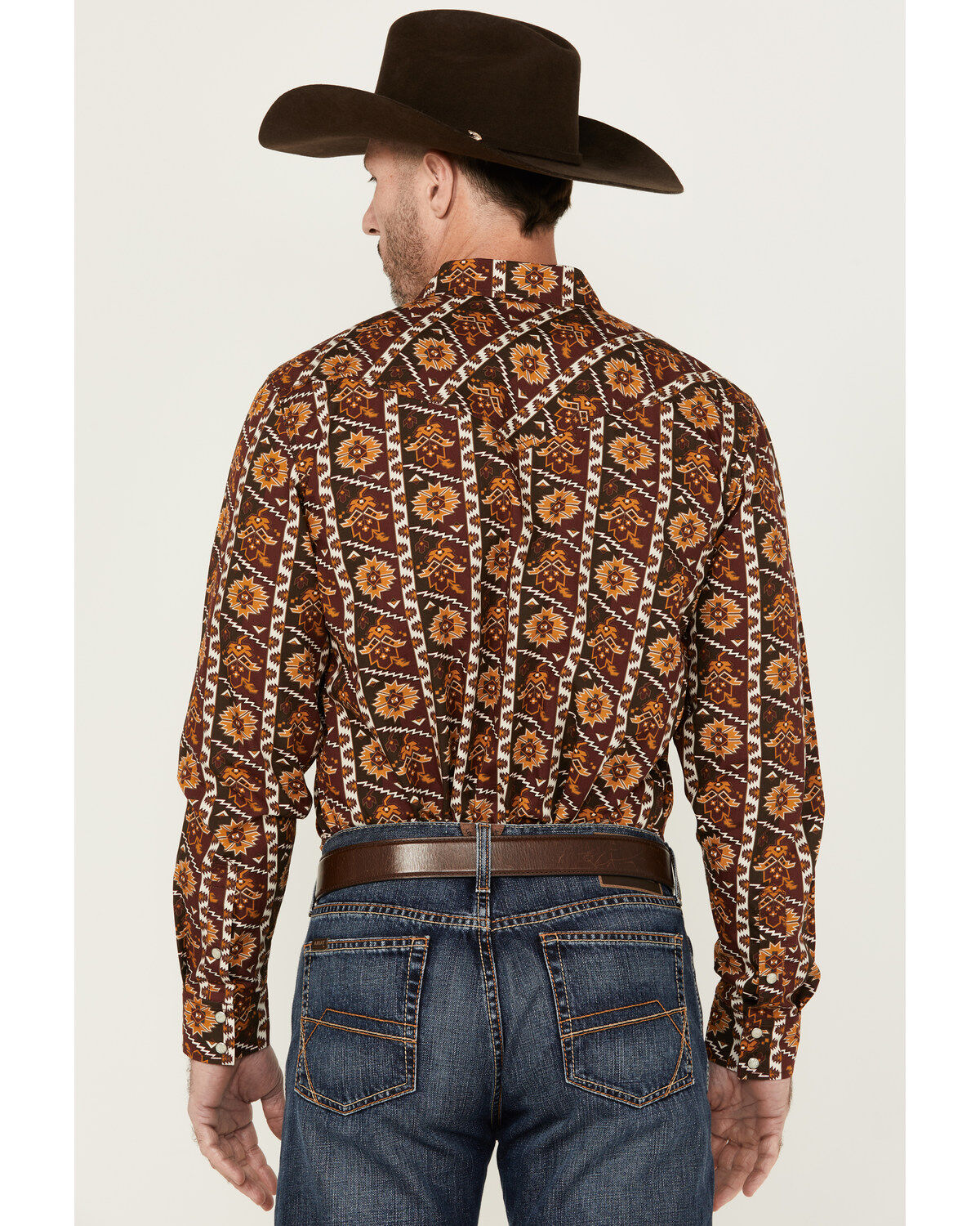 Image #4 - Cody James Men's Row Boat Southwestern Print Long Sleeve Snap Western Shirt, Red, hi-res