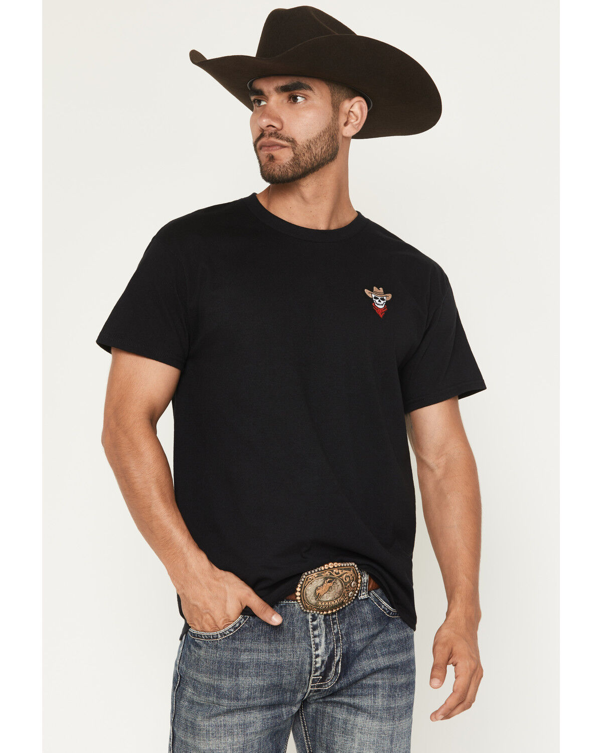 Image #1 - Riot Society Men's Skull Cowboy Short Sleeve Graphic T-Shirt, Black, hi-res