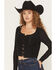 Image #2 - Idyllwind Women's Wind Song Lace Long Sleeve Lace-Up Shirt, Black, hi-res