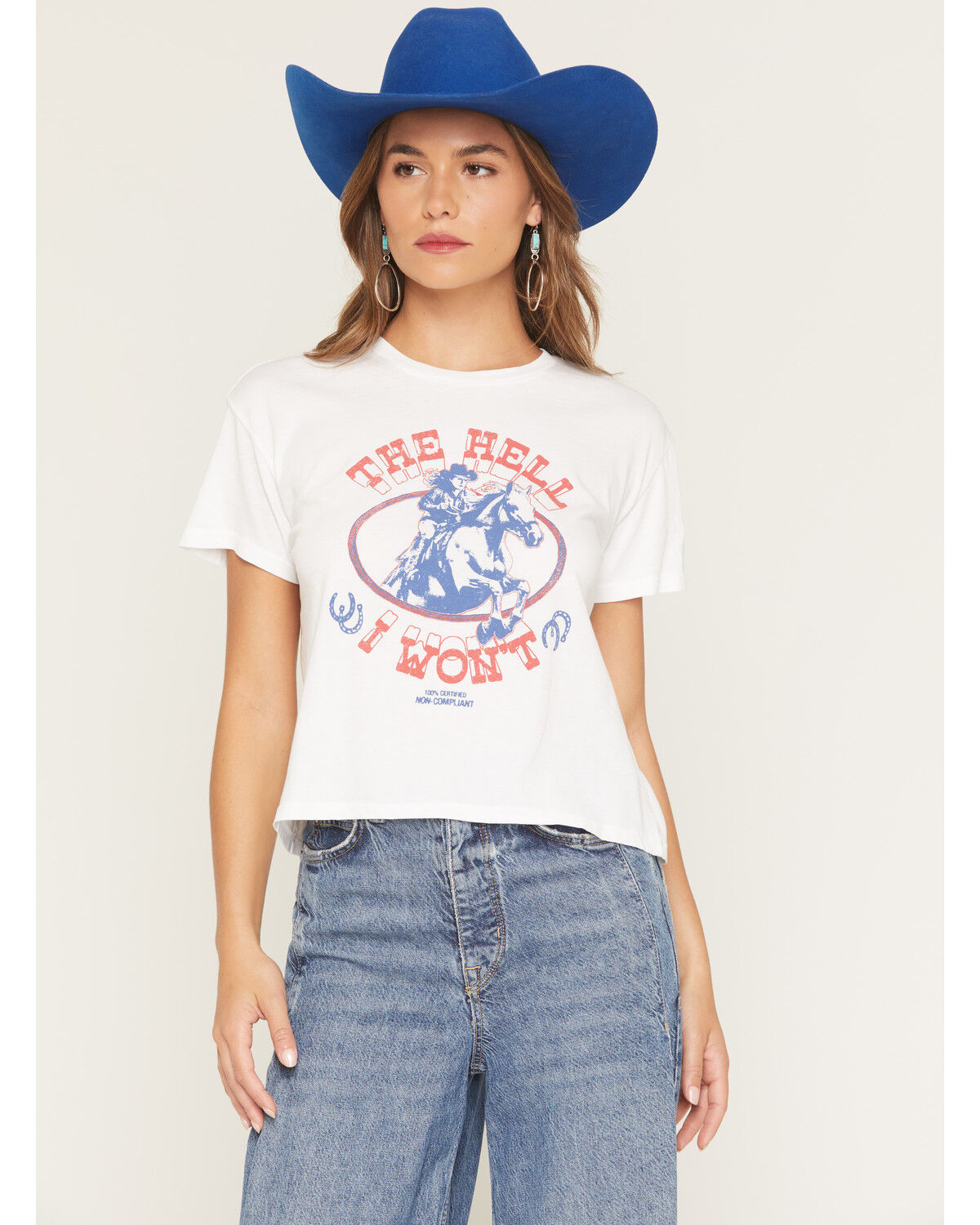 Image #1 - Girl Dangerous Women's Hell I Won't Short Sleeve Graphic Tee, White, hi-res