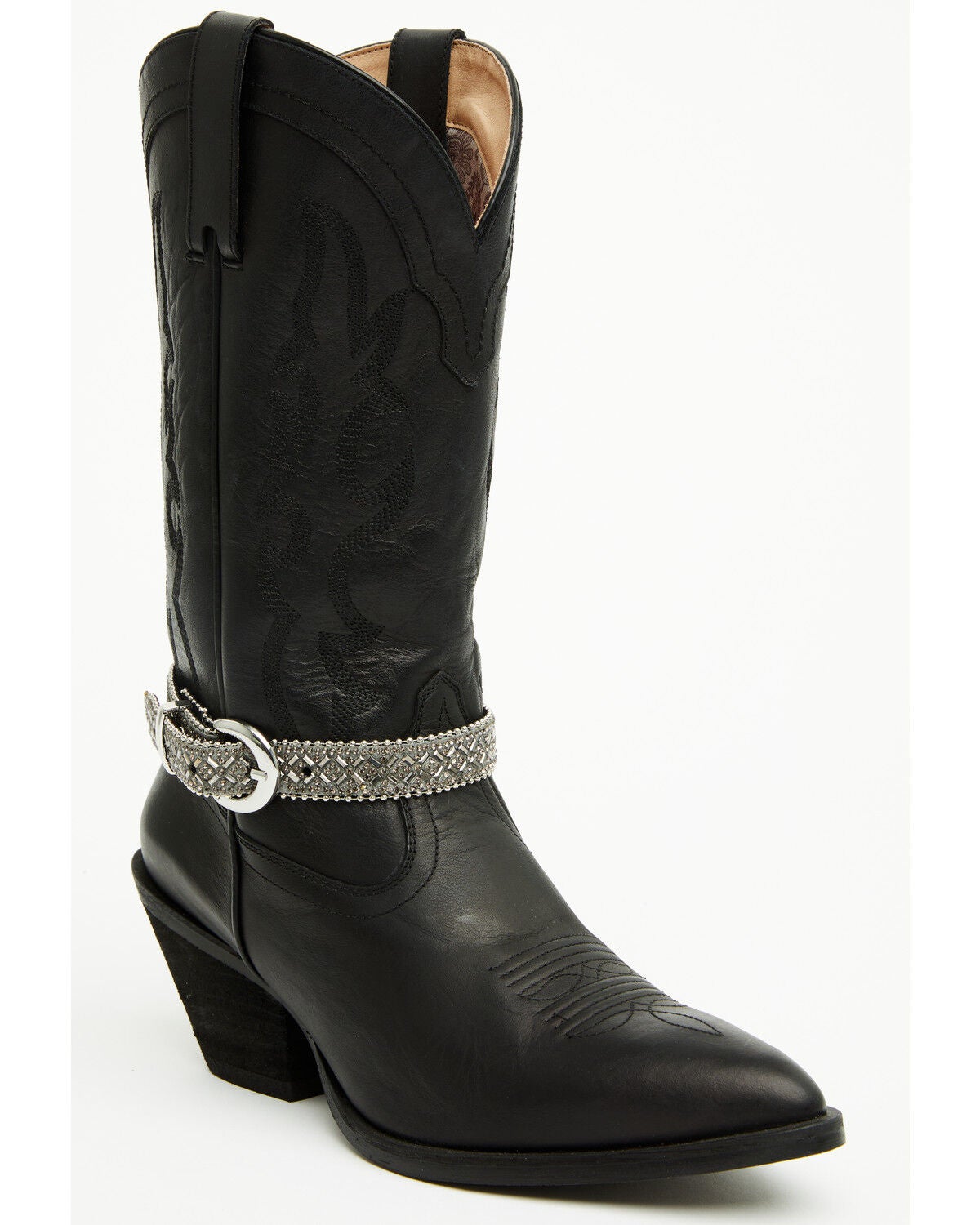 Shyanne Women's Rhinestone Boot Strap, Black, hi-res