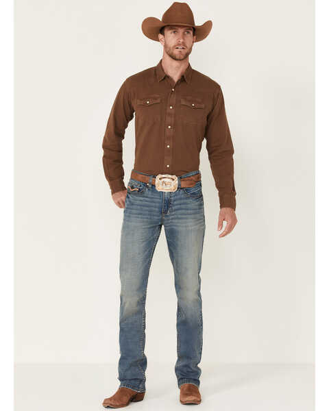 Image #2 - Ariat Men's Jurlington Retro Solid Long Sleeve Snap Western Shirt - Brown, , hi-res