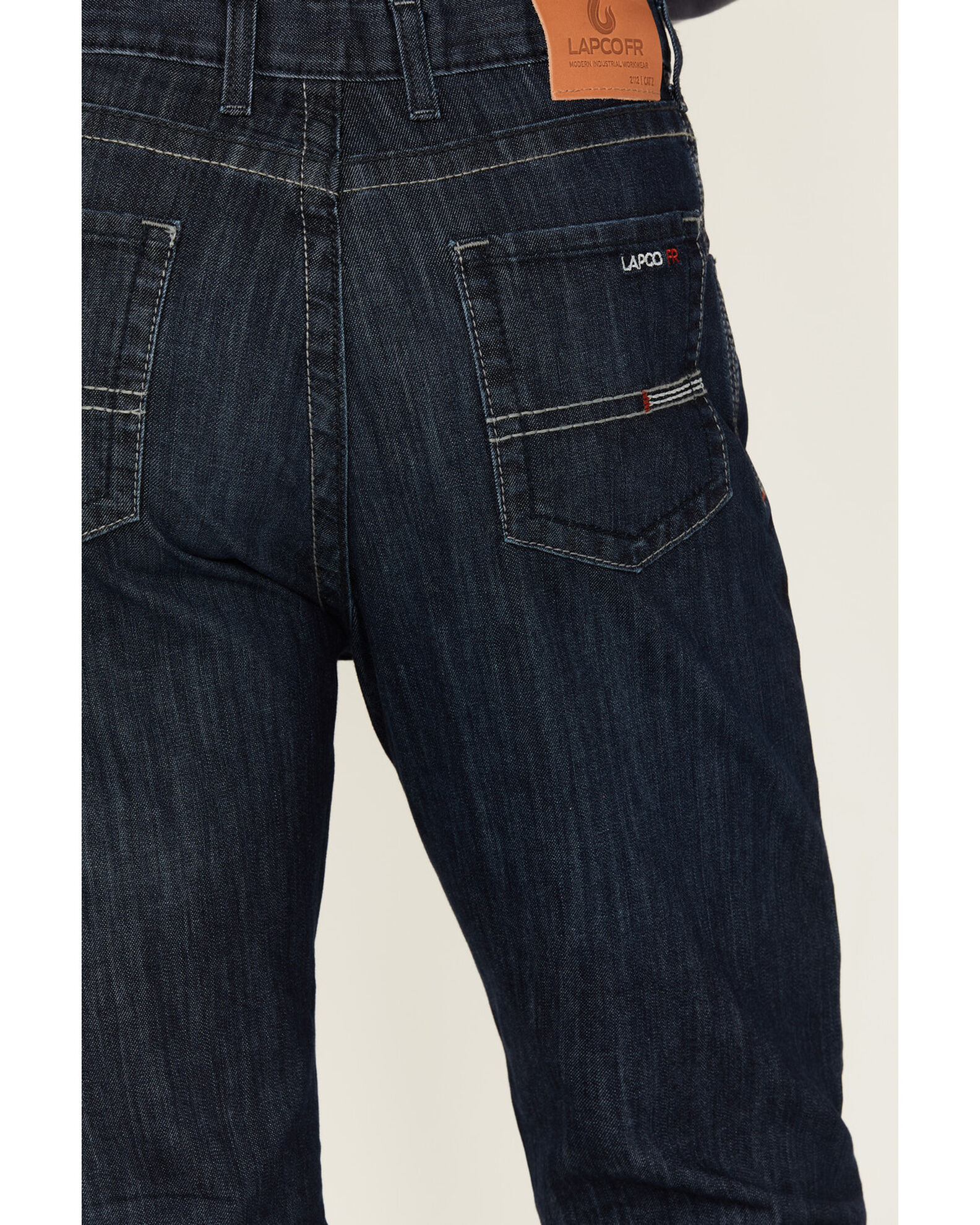 Image #4 - Lapco Men's FR Comfort Flex Low Bootcut Work Jeans, Indigo, hi-res