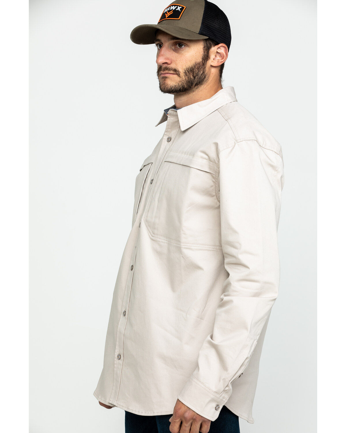 Hawx Men´s Khaki Stretch Twill Long Sleeve WorkShirt teamlce.in - Image 4