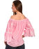 New Direction Sport Women's Embroidered Gingham Off-The-Shoulder Top, Pink, hi-res