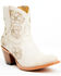 Image #1 - Shyanne Women's Lily Floral Embroidered Western Fashion Booties - Round Toe, Off White, hi-res
